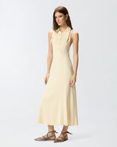 Long ribbed dress with bandana collar - | Pinko