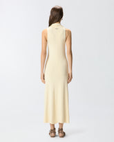Long ribbed dress with bandana collar - | Pinko