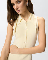 Long ribbed dress with bandana collar - | Pinko