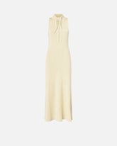 Long ribbed dress with bandana collar - | Pinko