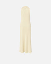 Long ribbed dress with bandana collar - | Pinko