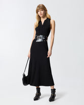 Abito lungo a costine con collo a bandana - | Pinko