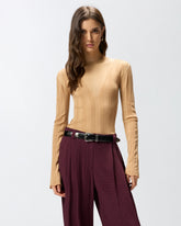 Maglia leggera a coste con trasparenze - | Pinko