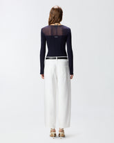 Leichter Pullover in Rippstrick mit Transparenzeffekten - | Pinko