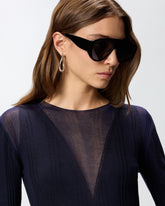 Leichter Pullover in Rippstrick mit Transparenzeffekten - | Pinko