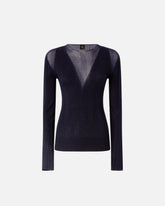 Leichter Pullover in Rippstrick mit Transparenzeffekten - | Pinko