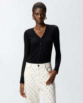 Cardigan en légère maille côtelée - | Pinko