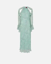 Robe midi en soie à imprimé roses et épaules dénudées - | Pinko