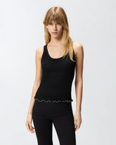 Ribbed vest top with logo - | Pinko