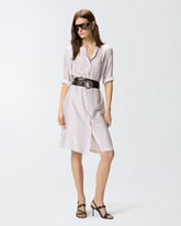 Midi shirt dress with tie print - | Pinko