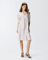 Midi shirt dress with tie print - | Pinko