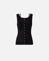 Knitted vest top with mother-of-pearl buttons - | Pinko
