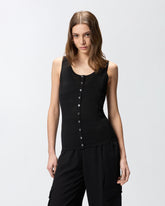 Knitted vest top with mother-of-pearl buttons - | Pinko