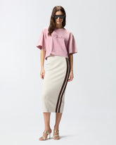 Slim-fitting midi skirt with contrasting bands - | Pinko