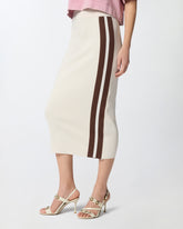 Slim-fitting midi skirt with contrasting bands - | Pinko