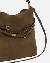 Borsa a secchiello a spalla media Belt Bag in suede - | Pinko