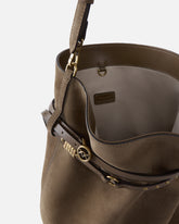 Borsa a secchiello a spalla media Belt Bag in suede - | Pinko