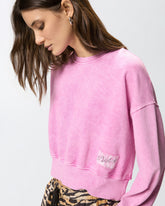 Cropped sweatshirt with branded label - Pink | Pinko