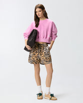 Cropped sweatshirt with branded label - Pink | Pinko