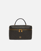 Medium beauty case with shoulder strap in chevron nappa - | Pinko