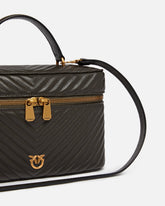 Medium beauty case with shoulder strap in chevron nappa - | Pinko