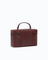 Medium beauty case with shoulder strap in chevron nappa - Dark Red | Pinko