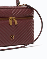 Medium beauty case with shoulder strap in chevron nappa - Dark Red | Pinko