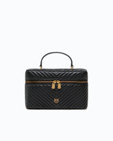 Medium beauty case with shoulder strap in chevron nappa - Black | Pinko