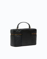 Medium beauty case with shoulder strap in chevron nappa - Black | Pinko