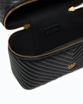 Medium beauty case with shoulder strap in chevron nappa - Black | Pinko