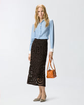 Jupe midi en crochet à motif géométrique - | Pinko