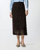 Jupe midi en crochet à motif géométrique - | Pinko