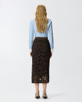 Jupe midi en crochet à motif géométrique - | Pinko