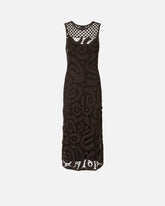 Sleeveless midi dress in geometric crochet - | Pinko