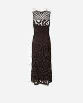 Sleeveless midi dress in geometric crochet - | Pinko