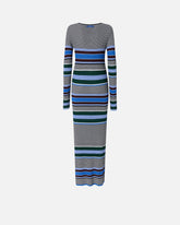 Abito lungo aderente in maglia a righe - | Pinko