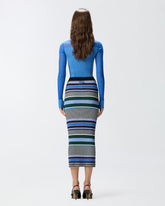 Gonna longuette aderente in maglia a righe - | Pinko