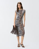 Sheath midi dress with animal print - | Pinko
