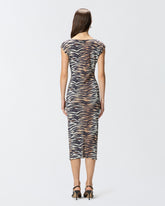 Sheath midi dress with animal print - | Pinko