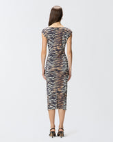 Sheath midi dress with animal print - | Pinko