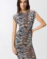 Abito midi a tubino con stampa animalier - Multicolor Nero-Beige | Pinko