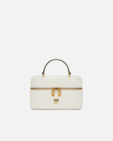 Small beauty case with shoulder strap in chevron nappa - White | Pinko