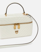 Small beauty case with shoulder strap in chevron nappa - White | Pinko