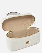 Small beauty case with shoulder strap in chevron nappa - White | Pinko