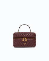 Small beauty case with shoulder strap chevron nappa - Dark Red | Pinko