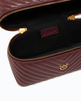 Small beauty case with shoulder strap chevron nappa - Dark Red | Pinko