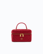 Small beauty case with shoulder strap chevron nappa - | Pinko