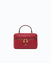 Small beauty case with shoulder strap chevron nappa - Red | Pinko