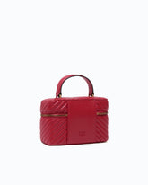 Small beauty case with shoulder strap chevron nappa - Red | Pinko