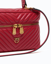 Small beauty case with shoulder strap chevron nappa - Red | Pinko